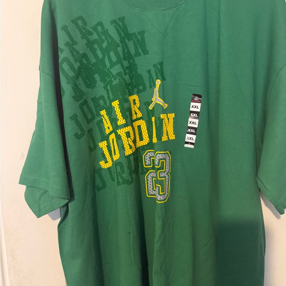 Jordan Green Tee with Yellow and Gray Graphic